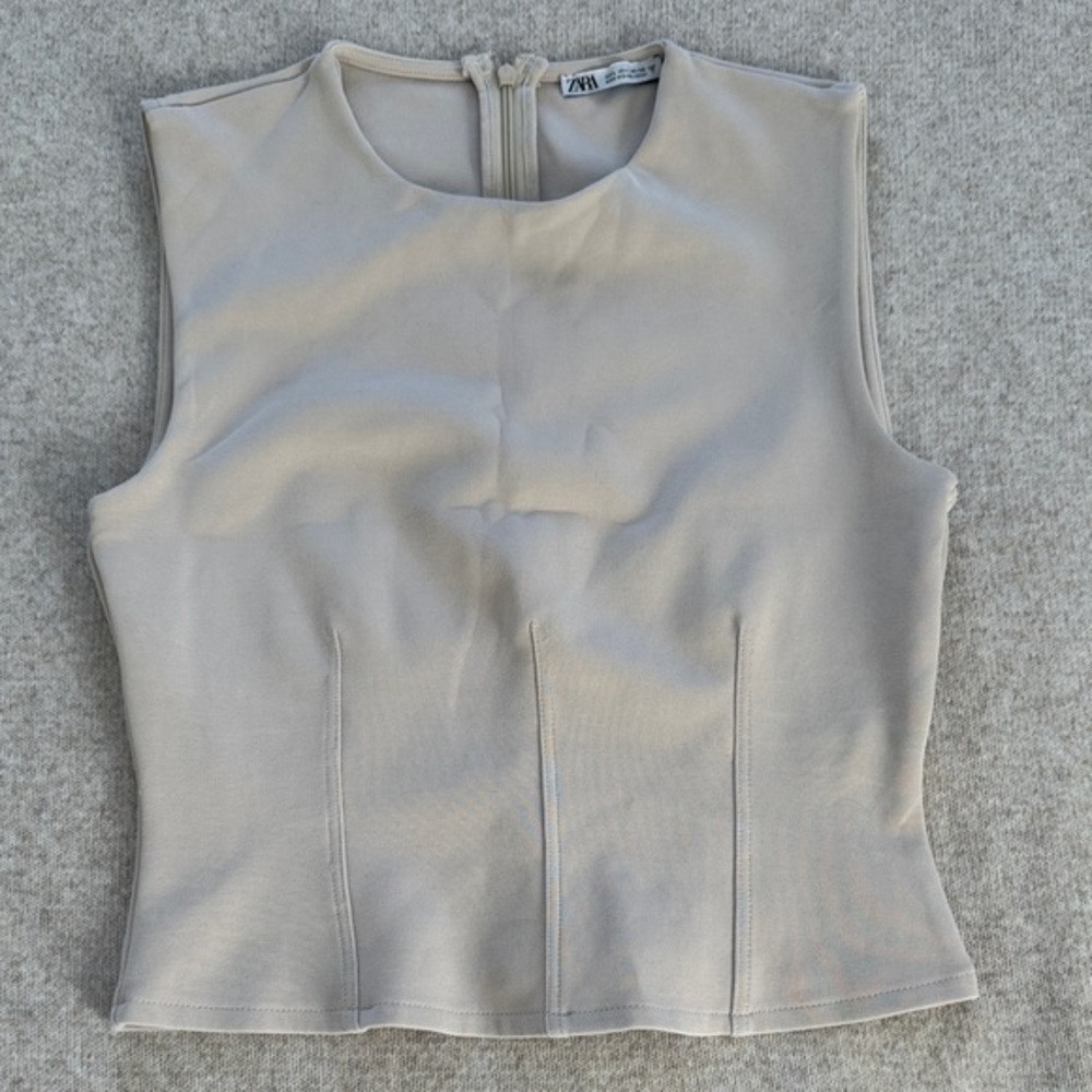 Zara Women's Beige Sleeveless Corset top